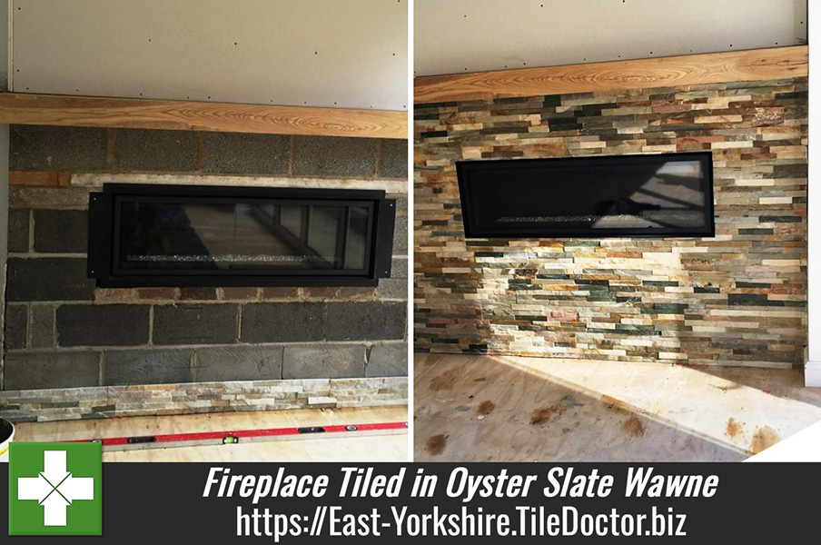 Fireplace Tiled in Oyster Slate in Wawne